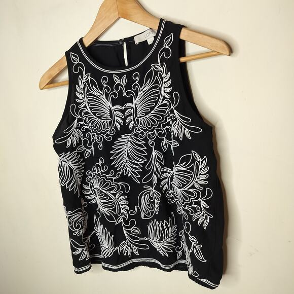 LOFT Floral Embroidered Tank Top Boho Bohemian - Picture 3 of 9